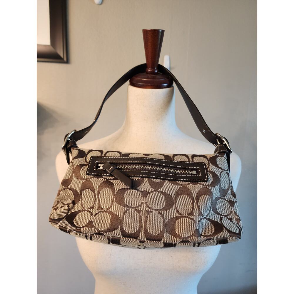 COACH Signature Sufflette Mini Shoulder Bag Brown Khaki Monogram Y2K